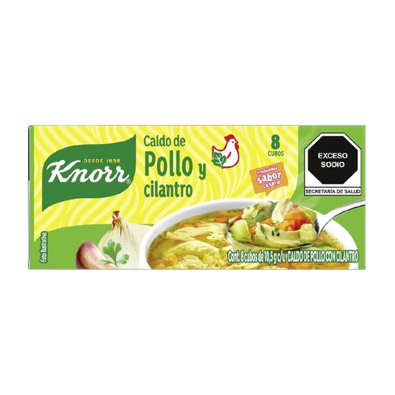 Caldo de pollo Knorr con cilantro 8 cubos 10.5 g c/u