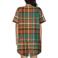 thumbnail image 6 of Fuzoiu colorful plaid Print Women's Short-Sleeved Pajama Set,Lounge Sleepwear Set,Womens Pajama Sets 2 Piece,Button-Up Top and Shorts with Pockets-Medium, 6 of 7