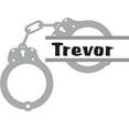 thumbnail image 1 of Personalized Name Vinyl Decal Sticker Custom Initial Wall Art Personalization Decor Bedroom Boy Policeman Cop Hand Cuffs 14 Inches x 14 Inches, 1 of 1