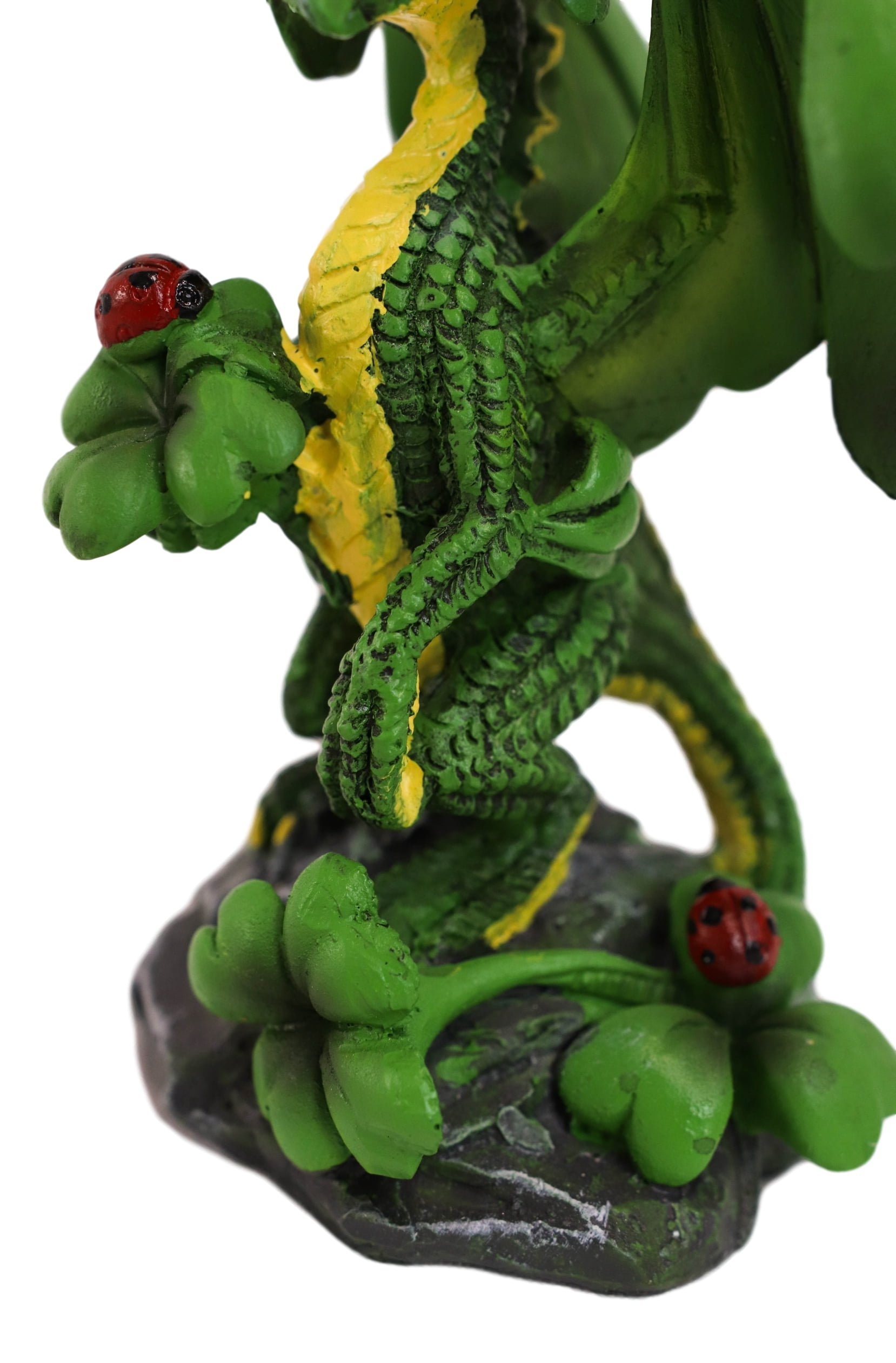 Ebros Green Irish Lucky Clover Dragon with Ladybugs Statue by Stanley Morrison