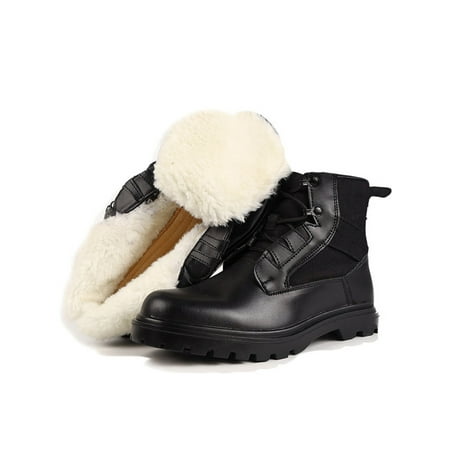 

Gomelly Men Work Boots Lightweight Warm Bootie Plush Lined Ankle Boot Round Toe Winter Booties Unisex Women Training Shoes Plush Lining Black 5.5