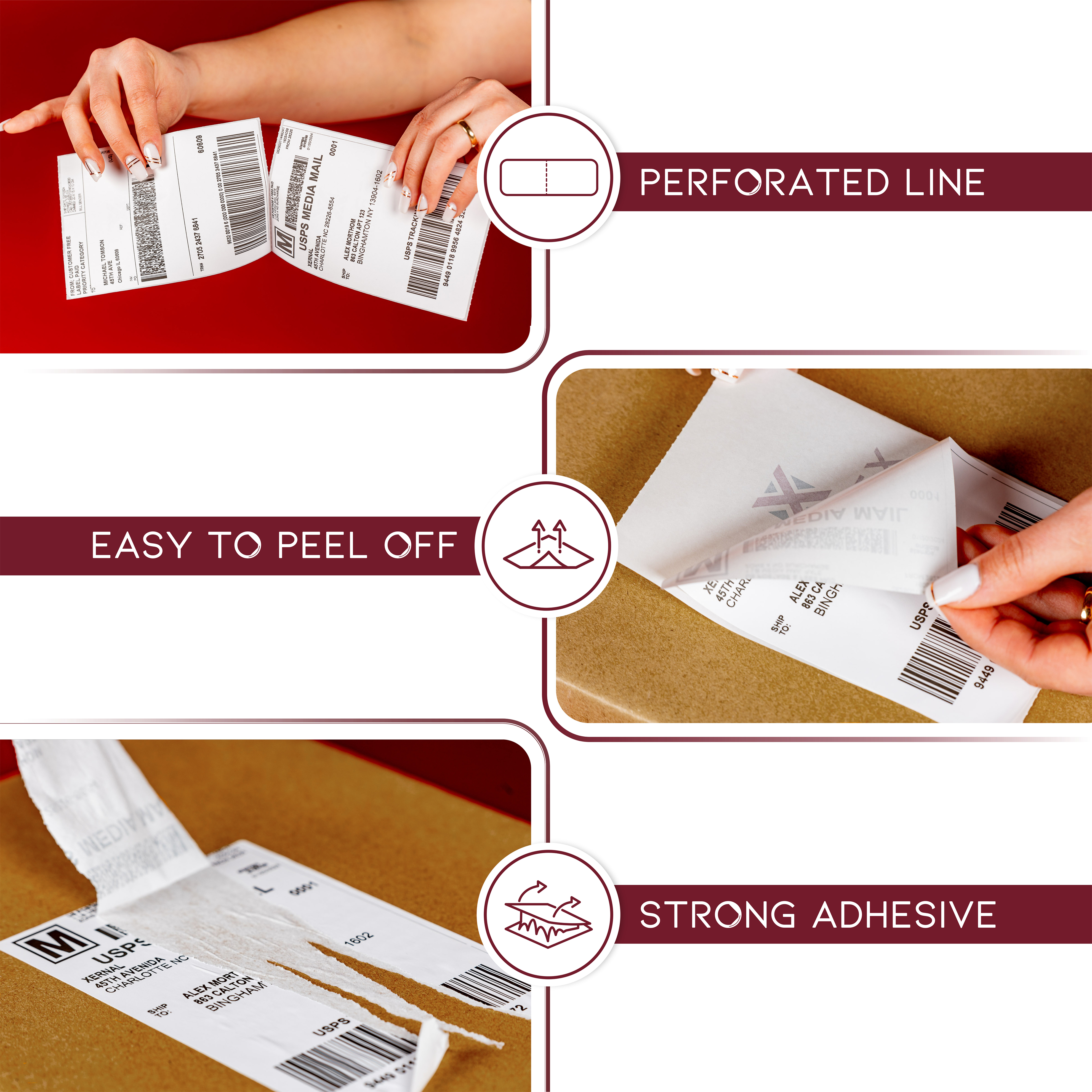 XERNAL 4x6 Thermal Shipping Labels Fanfold, 2000 Count