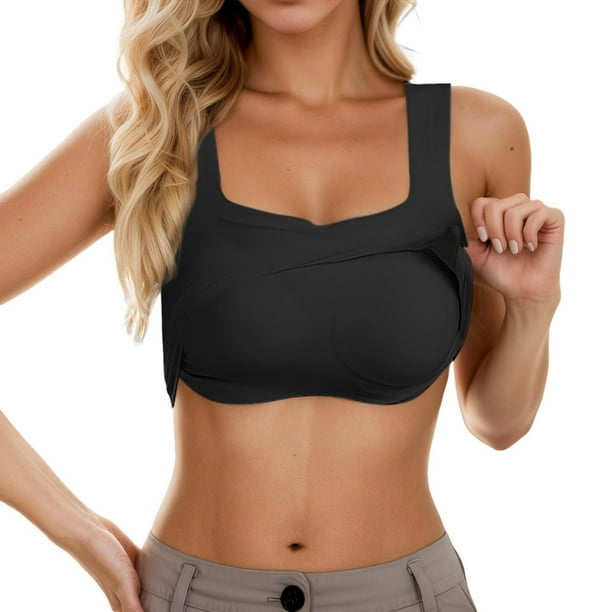 Brasier sin Varillas Mujer Tela de Mantequilla Estante Bra Camisolas Correa de Espagueti Ajustable Camisetas sin Mangas Capa Básica Extra Grande