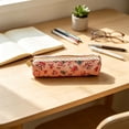 thumbnail image 4 of Small Floral Makeup Bag Slim Pouch, Aesthetic Small Floral Pencil Pouch with Beige Lace Trim Decor, Travel Makeup Brush Case Cosmetic Zipper Pouch (Pink, 2''x7''), 4 of 6