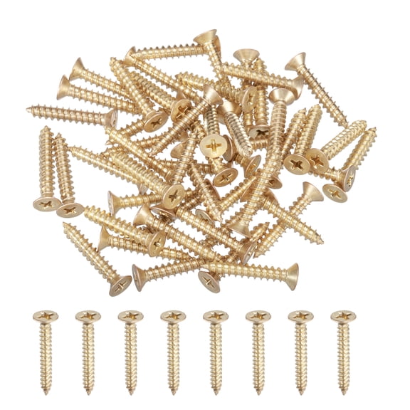Uxcell 50Pcs ST5 x 30mm Pan Head Self Tapping Screws for Metal, Gold