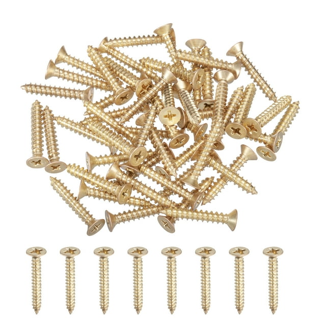 Uxcell 50Pcs ST5 x 30mm Pan Head Self Tapping Screws for Metal, Gold