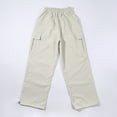 thumbnail image 4 of Gyexs Girls Cargo Pants Size 10-12 Lightweight Jogger Sweatpants Waterproof Cargo Trousers Streetwear Loose Parachute Girl Clothes Beige 5-6 Years, 4 of 7