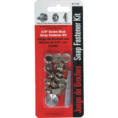 Lord and Hodge Inc. Brass Nickel Plated Screw Stud Snap Fastener Kit 6