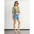thumbnail image 3 of Cropped V-Neck Ruffled Blouse, 3 of 5