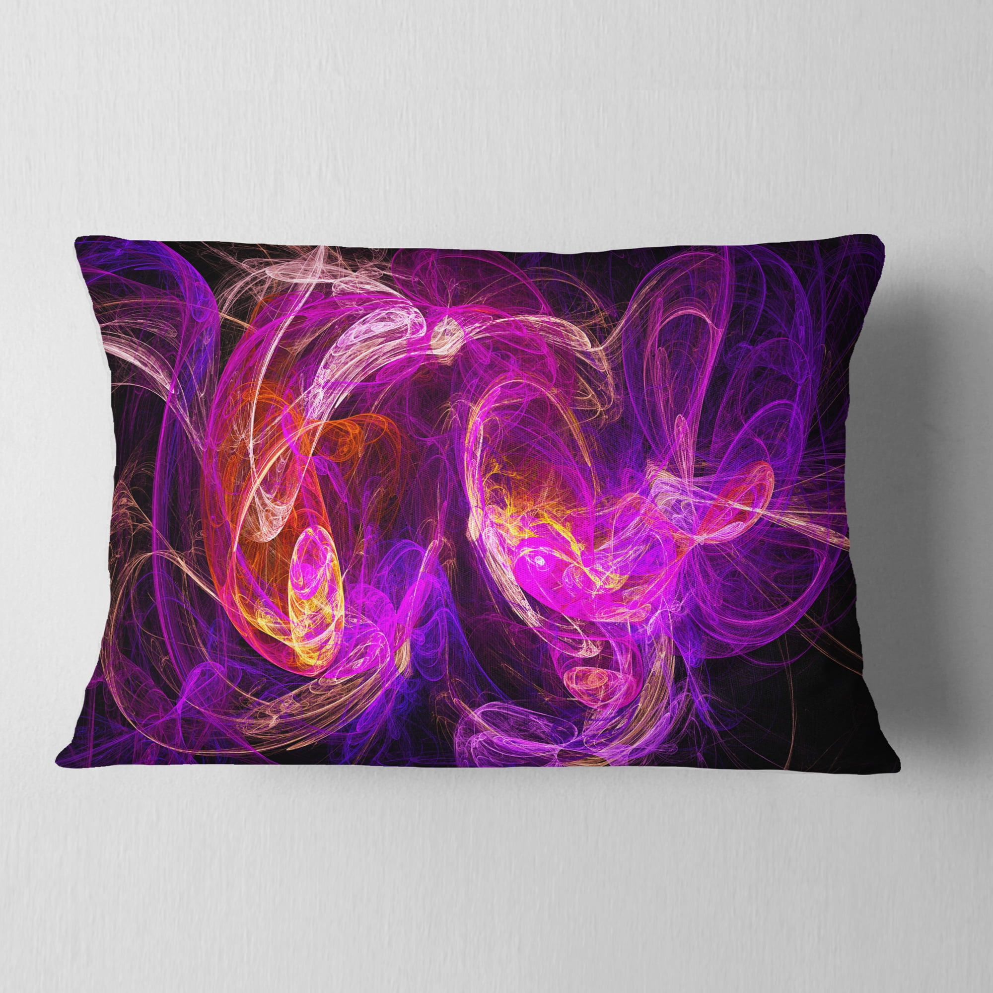 Designart Colored Smoke Blue Purple - Abstract Throw Pillow - 12x20