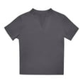 thumbnail image 3 of DuoJiaJ V Neck Loose Fit Tail Hem Short Sleeve Blouse For Women Casual Summer Top Women’s Crop Tops Gray, 3 of 3