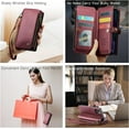 thumbnail image 4 of for iPhone 13 Mini Case, RFID Blocking for iPhone 13 Mini Wallet Case for Women Men with Card Holder, Zipper Strap Magnetic Flip PU Leather Cover for iPhone 13 Mini Phone Case, Wine Red, 4 of 13
