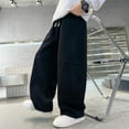 thumbnail image 2 of Boys Joggers Streetwear Elastic Waist Leisure Sweatpants Drawstring Wide Leg Pants with Pockets for Boys Size 5-15, 2 of 2