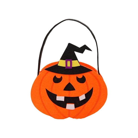 Gqtwoy Halloween Felts Candy Bucket, Multi Cartoon Design, Handheld Goodie Bag, Reusable Storage Tote for Halloween Parties, Festive Event Accessory