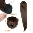 thumbnail image 4 of Straight Hair Drawstring Ponytail Extensions 4# Dark Brown Human Hair Ponytail Brazilian Remy Hair Clip In Straight Hair Extensions, 4 of 6