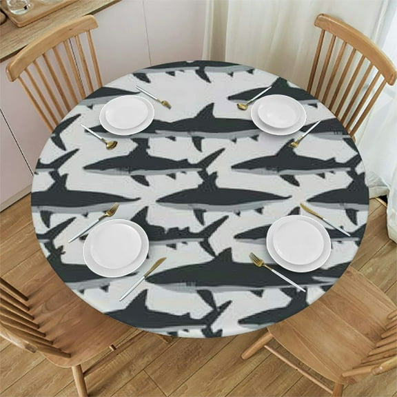 QKZF and Shark Round Tablecloth – Versatile Table Cloth for Round Tables,Spring Round Tablecloth 31-35