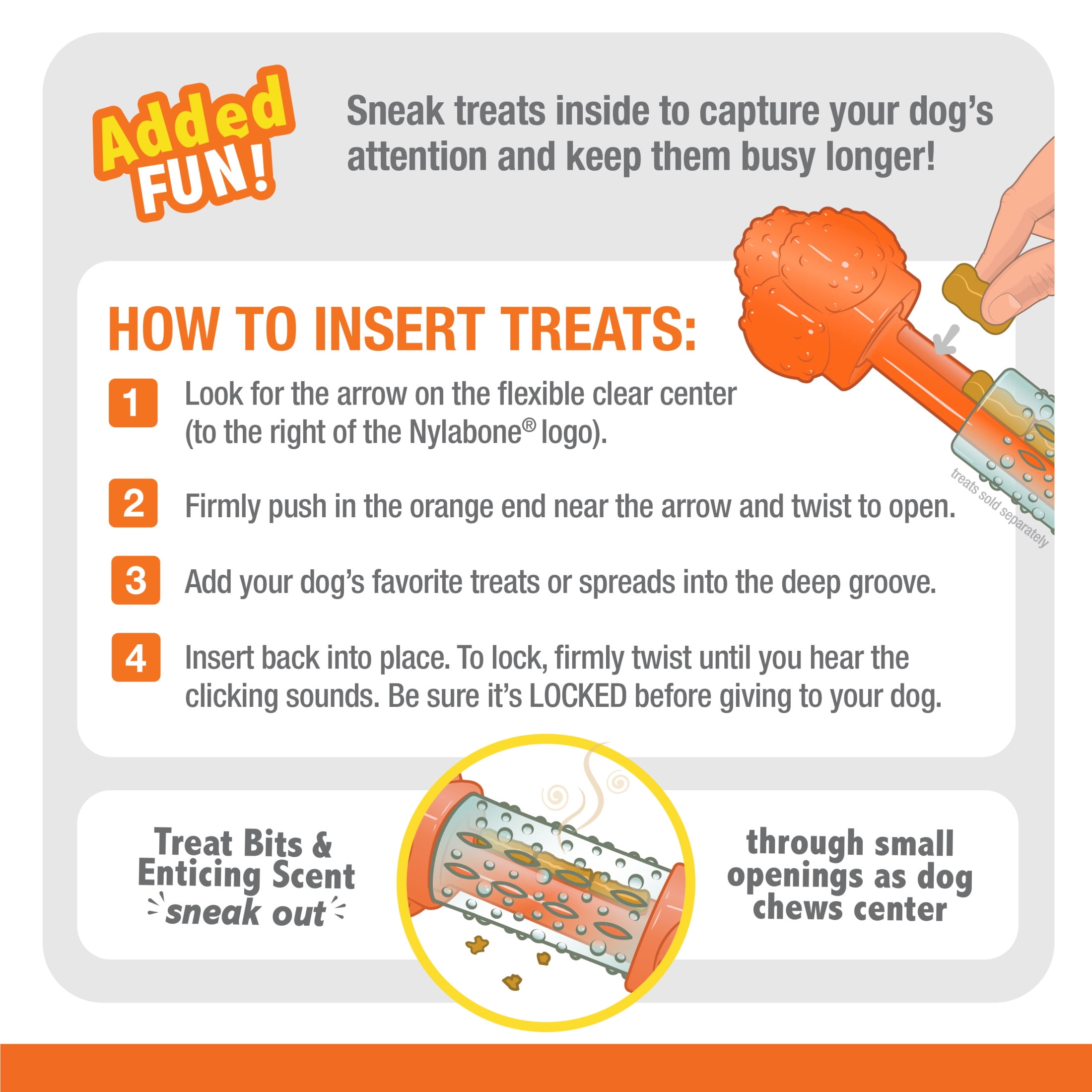 Nylabone Sneaky Snacker Dog Treat Toy Bacon Orange Medium (1 Count)