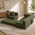 thumbnail image 5 of Timbernest 108" Modular L-Shaped Corduroy Couch for Living Room, Convertible Sectional Sofa with Cup Holders and Side Pockets, Green, 5 of 7