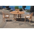 thumbnail image 4 of Grade-A Teak Dining Set: 3 Seater 4 Pc: 60" Round Table And 3 Leveb Stacking Arm Chairs Outdoor Patio WholesaleTeak #WMDSWVm, 4 of 4