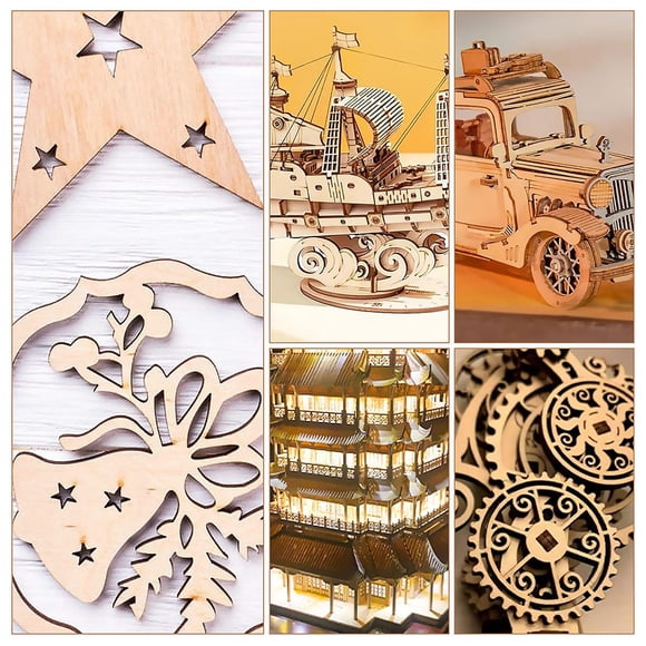 DECORNIJIA 12Pcs Unfinished Wood Panel for Home Decor Rustic Style Khaki