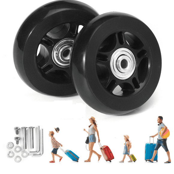 TOOAD Roues de rechange pour valise à bagages, kits de réparation de roulements de roulettes pivotantes en caoutchouc, lot de 2