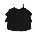 thumbnail image 2 of bar III Womens Studded Flounce Cold Shoulder Blouse, Black, XX-Small, 2 of 2