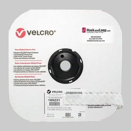

VELCRO® Brand - 1 White Loop: Pressure Sensitive Adhesive - Rubber