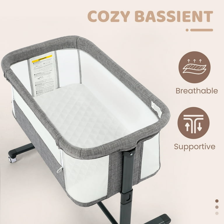 AILEEKISS Baby Bassinet with Wheels, Height Adjustable