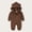 Brown, variant on Baby Bear Ear Zipper Romper Toddler Brushed Fleece Hooded Playsuit Newborn Solid One Piece Overall Infant Jumpsuit Red
