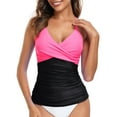 thumbnail image 3 of RELLECIGA Women's V Neckline Tankini Top Bathing Suits Ruched Swimwear, 3 of 8