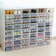 thumbnail image 3 of Becaristey 1pcs Foldable Clear Plastic Home Shoe Box Organiser Drawer Stackable Storage Box light blue, 3 of 6