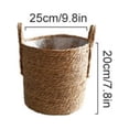 thumbnail image 2 of PanDaDa 13.7” x 11.8” Round Beige Seagrass Flower Pot with Handles, 2 of 7