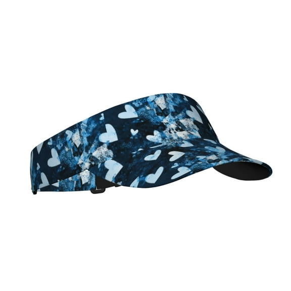 Daiia Ice Blue Heart Pattern Sport Sun Visor Hats Visor Cap Adjustable Empty Top Baseball Cap Cotton Ball Caps for Women and Men