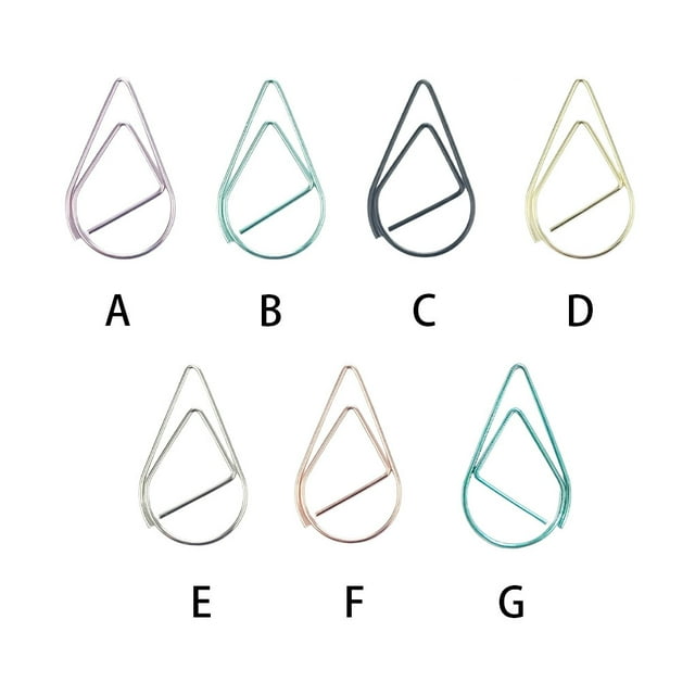 facefd 30 Pieces Paper Clip Cute Water Drop Shape Simple Style Solid Color Office School Note Book Photo Clamp Bookmark Blue Green