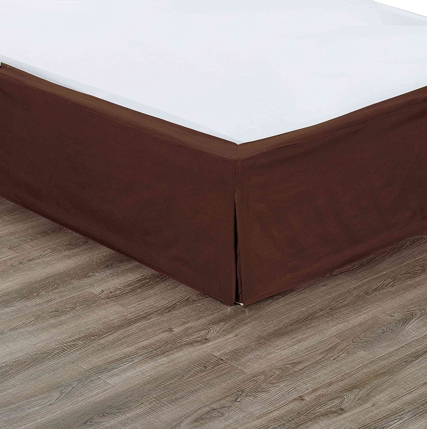 Sheets & Beyond Solid Microfiber Bed Skirt, Queen, Brown