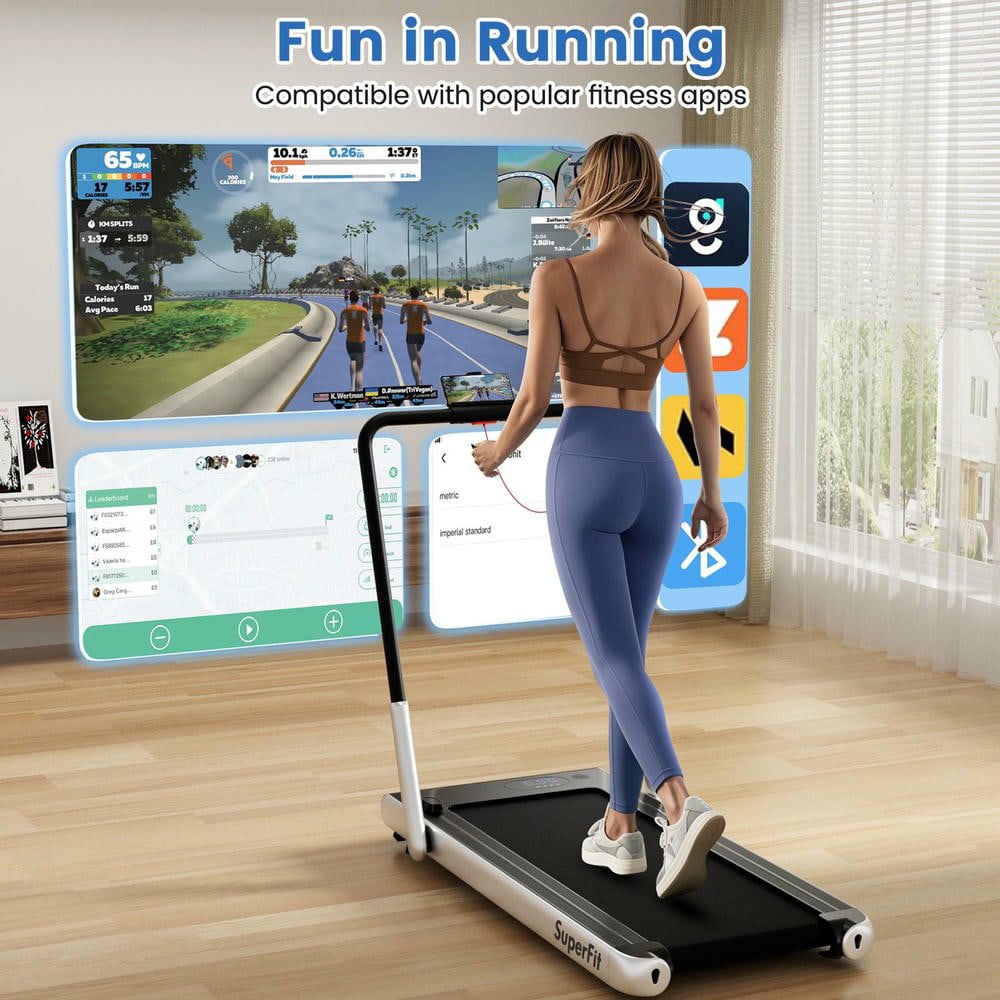 Resenkos 3 HP 3-in-1 Folding Treadmill with App Connectivity and Speakers - Silver
