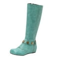 thumbnail image 2 of Viluyesy Womens Tall Boots, Side Zipper Round Toe Wide Calf Fashion Western Knee High Boots Green, 2 of 9