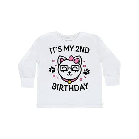 

Inktastic Its My 2nd Birthday with Cat in Glasses Gift Toddler Toddler Girl Long Sleeve T-Shirt