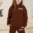 thumbnail image 2 of XEGLSBU Fall Outfits for Girls 10-12 City Graphic Hoodie and Jogger for Girls Cute Casual Two Piece Outfit with Letter Print Top and Pants Fall Outfits for Girls 10-12 2025 Brown Size 9-10 Years, 2 of 6