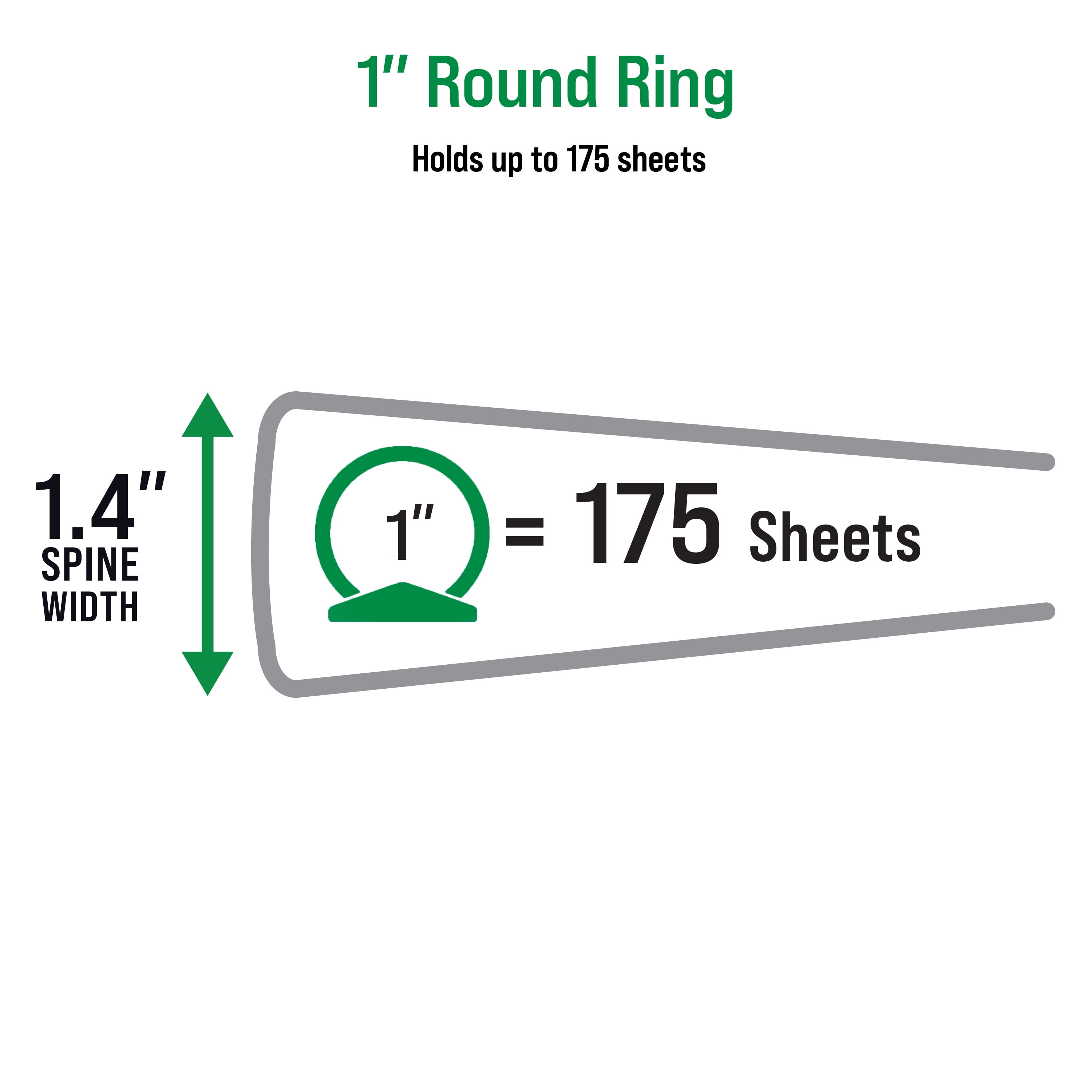 Office Essentials Economy View 3 Ring Binders, 1" Round Rings, 1.4" Spine, 175-Sheet Capacity, Black Binders (12-Pack of 03425)