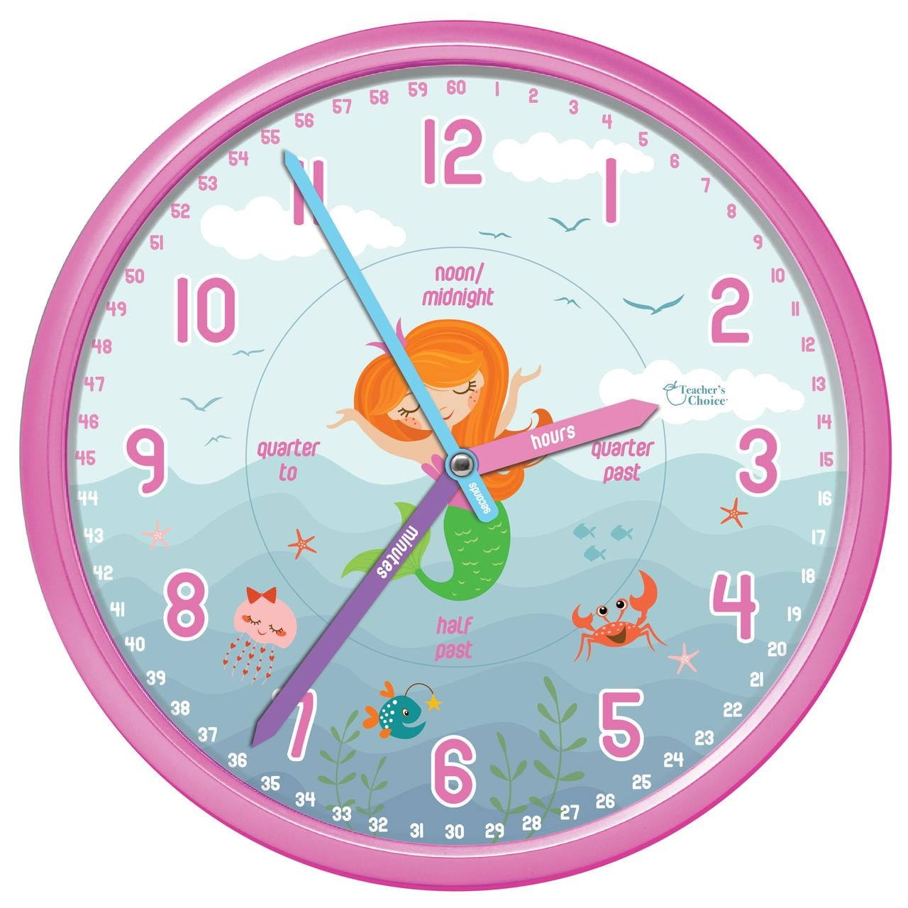 Educational Wall Clock Silent Movement Time Teaching Clock for