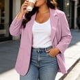 thumbnail image 2 of MaFYtyTPR Women's Suit Jacket Plus Size Solid Color Open-front Lapel Pocket Long Sleeve Blazers With Padded Shoulder Lining for Casual Office A-Pink XL, 2 of 6