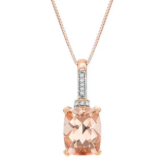 Morganite Pendant with Diamond in 10K Rose Gold