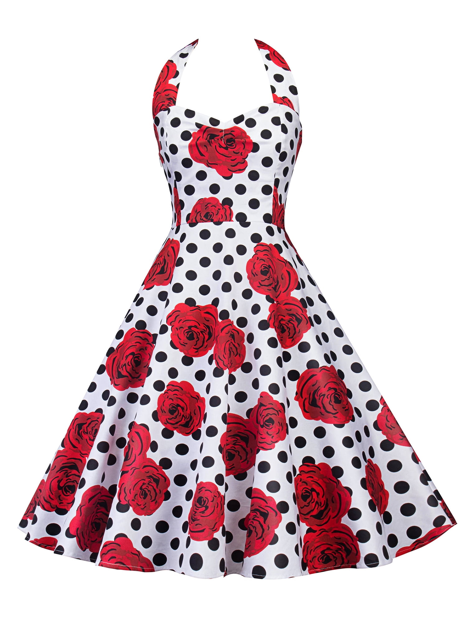 Womens Dot Hepburn Big Swing Dress Mothers Day Birthday Womens Dot Hepburn Big Swing Dress Mothers Day Birthday