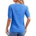 thumbnail image 4 of Short Sleeved Women Hollow-out Casual Crew Neck Knit Sweater Tops, 4 of 6