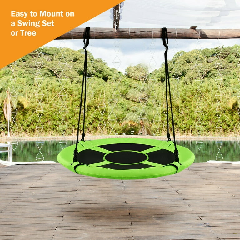 REDCAMP 43 inch Flying Saucer Swing Heavy Duty 500lb for Kids, Large Round Tire Swings for Outdoor Trees and Swingset, Blue/Green