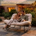thumbnail image 5 of UBesGoo 52.4in Papasan Chair Curved Rattan Loveseat with Side Pockets, Beige, 5 of 13