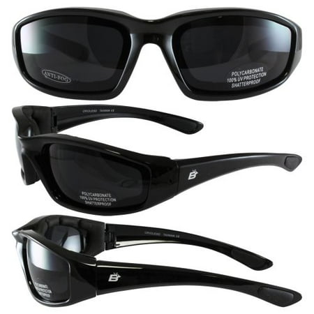 - Birdz Eyewear Oriole Padded Motorcycle Glasses (Black Frame/Dark Smoke Lens)
