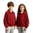 thumbnail image 4 of Atogsazn Kids Boys Waffle Full Zip Hoodies Childrens Casual Long Sleeve Collared Jacket Fall Winter Tops Outerwear Red 13-14 Years Fashion, 4 of 9