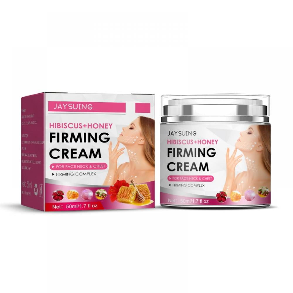 Hibiscus and Honey Firming Cream - Neck Firming Cream - Skin Tightening Cream for Face & Body - Double Chin Reducer - Anti-Wrinkle Facial Moisturizer with Collagen - 1.7 oz 50 ml